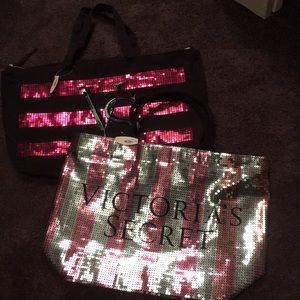 2 Brand New Sparkling Big Victoria Secret Totes!💗